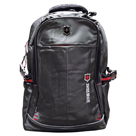 mochila negra con candado de seguridad